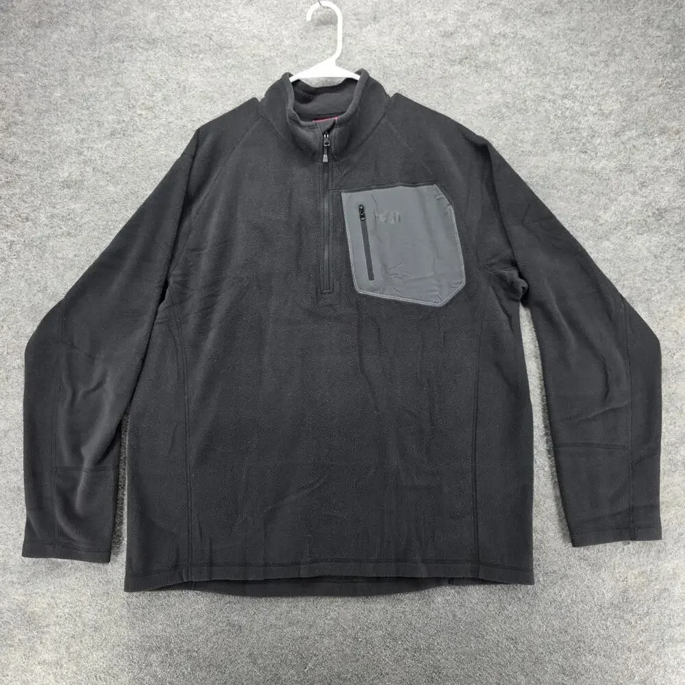 The North Face Jacket Mens XL Black Fleece 1/4 Zip Chest Pocket Logo Pullover